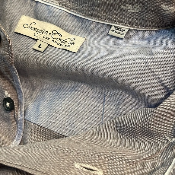 Cacti Print Gray Men’s Button Down Long Sleeves Shirt Size L - Picture 3 of 3